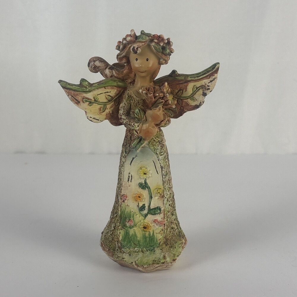 TII Collection Angel Holding Flowers Floral 5.5" tall Colorful